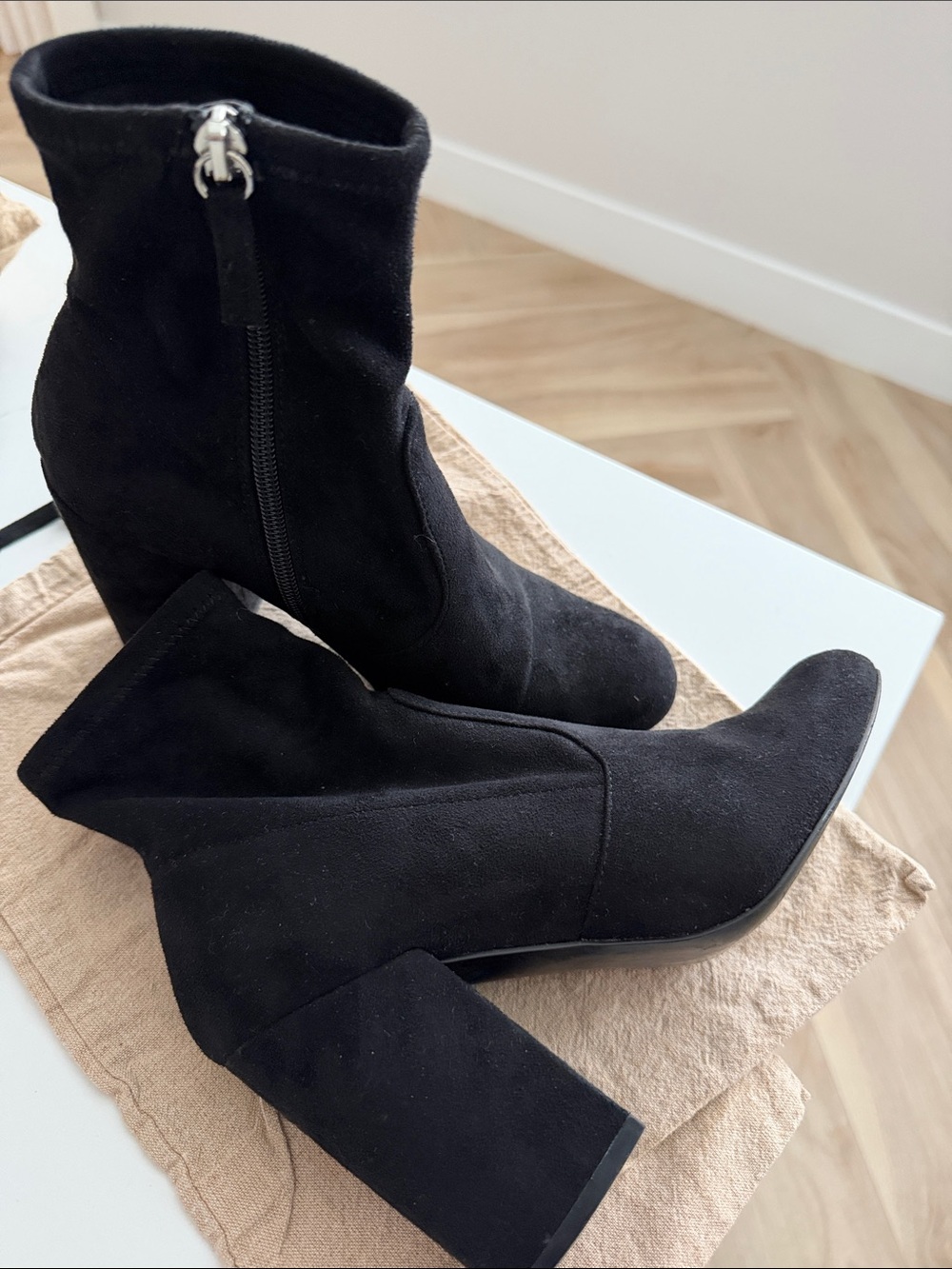 Steve Madden Black Suede Ankle Booties with Side Zip